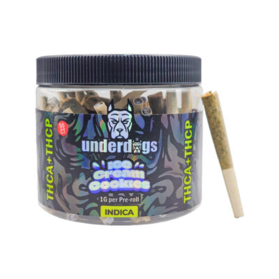 Underdogs Pre-rolls – 50ct Jar – THCA + THCP – 50ct – Indica – 1g per Pre-roll – Ice Cream Cookies