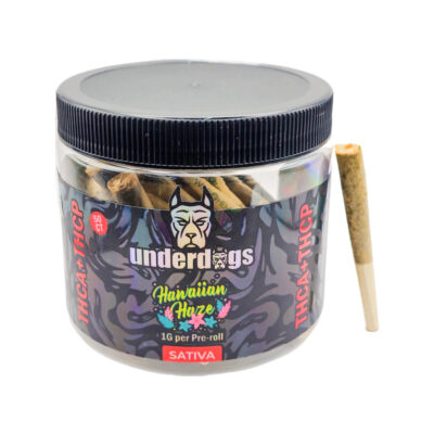 Underdogs Pre-rolls – 50ct Jar – THCA + THCP – 50ct – Sativa – 1g per Pre-roll – Hawaiian Haze