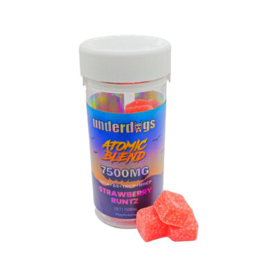 Underdogs Atomic Blend 7500mg – THCA + A9 + THCP + HHCP – 7500mg – 20ct – 375mg per Gummy – Strawberry Runtz