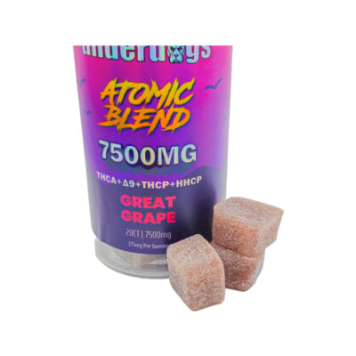 Underdogs Atomic Blend 7500mg – THCA + A9 + THCP + HHCP – 7500mg – 20ct – 375mg per Gummy – Great Grape