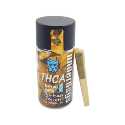 Underdogs 5-in-1 THCA Pre-rolls – Durban Poison – Sativa – Terpenes – .75 – 5ct