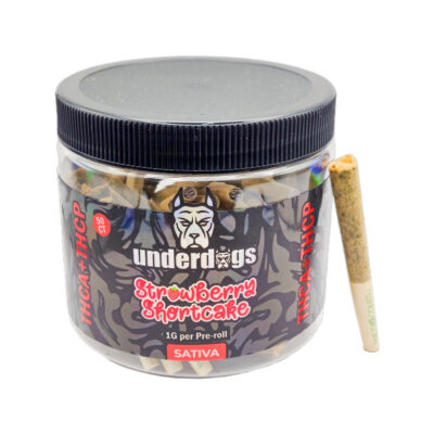 Underdogs Pre-rolls – 50ct Jar – THCA + THCP – 50ct – Sativa – 1g per Pre-roll – Strawberry Shortcake