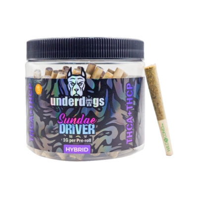 Underdogs Pre-rolls – 50ct Jar – THCA + THCP – 50ct – Hybrid – 1g per Pre-roll – Sundae Driver