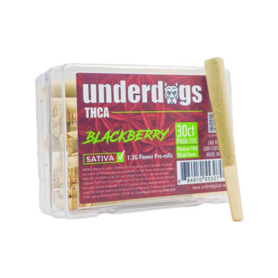 Underdogs 30CT THCA Straight Flower – Pre-rolls – Blackberry – Sativa – 1.3g – 30ct – PVUD-7115 – Premium THCA – Whole Flower