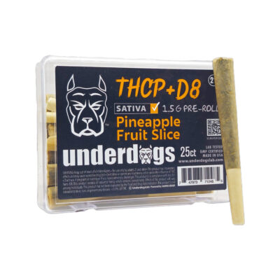 Underdogs 25CT – Infused D8-THCP-THCA Pre-rolls – Pineapple Fruit Slice – Sativa – 1.5g – 25ct