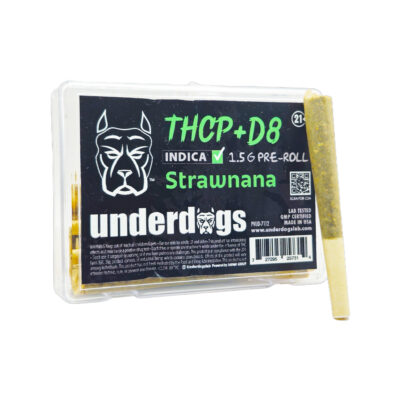 Underdogs 12ct D8-THCP-THCA – Pre-rolls – Strawnana – Indica – 1.5g -12ct